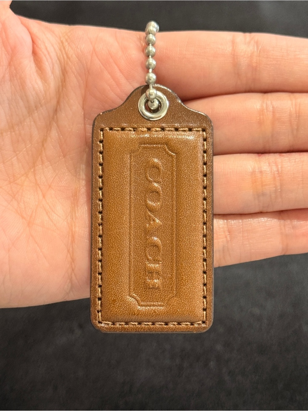 2.5" Medium Y2K Coach Leather Key Fob Bag Charm Keychain Hang Tag/Hangtag